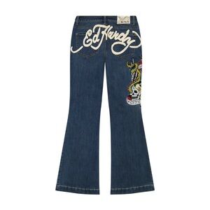 Ed Hardy Blue Low Rise Flare Jeans